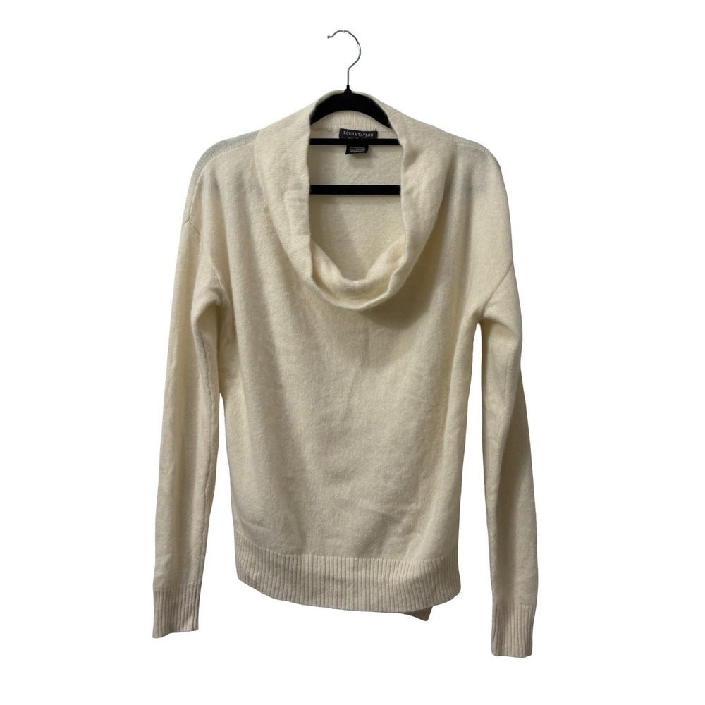 Lord & Taylor Beige 100% Cashmere Cowl Neck Sweater Size Small Petite